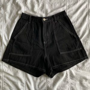 Black shorts with contrasting stitching